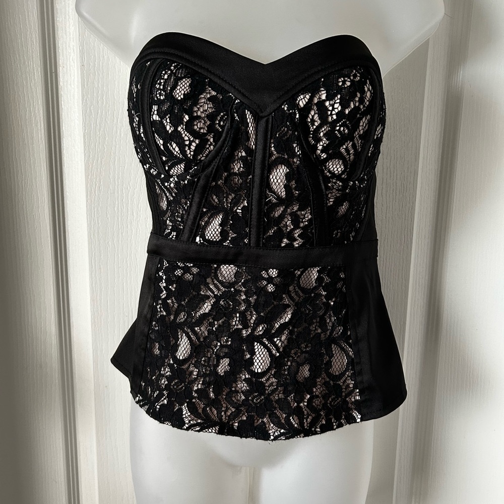 Guess Black Lace Bustier Top
